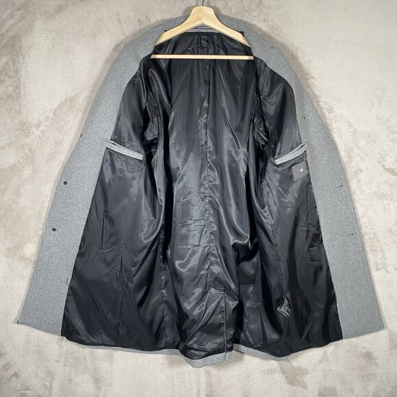 H&M Overcoat Men 44R Wool Blend Grey Minimalist Capsule Neutral Topcoat Car Coat - Picture 8 of 15